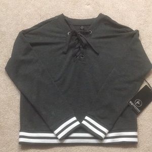 Lace-up front sweater